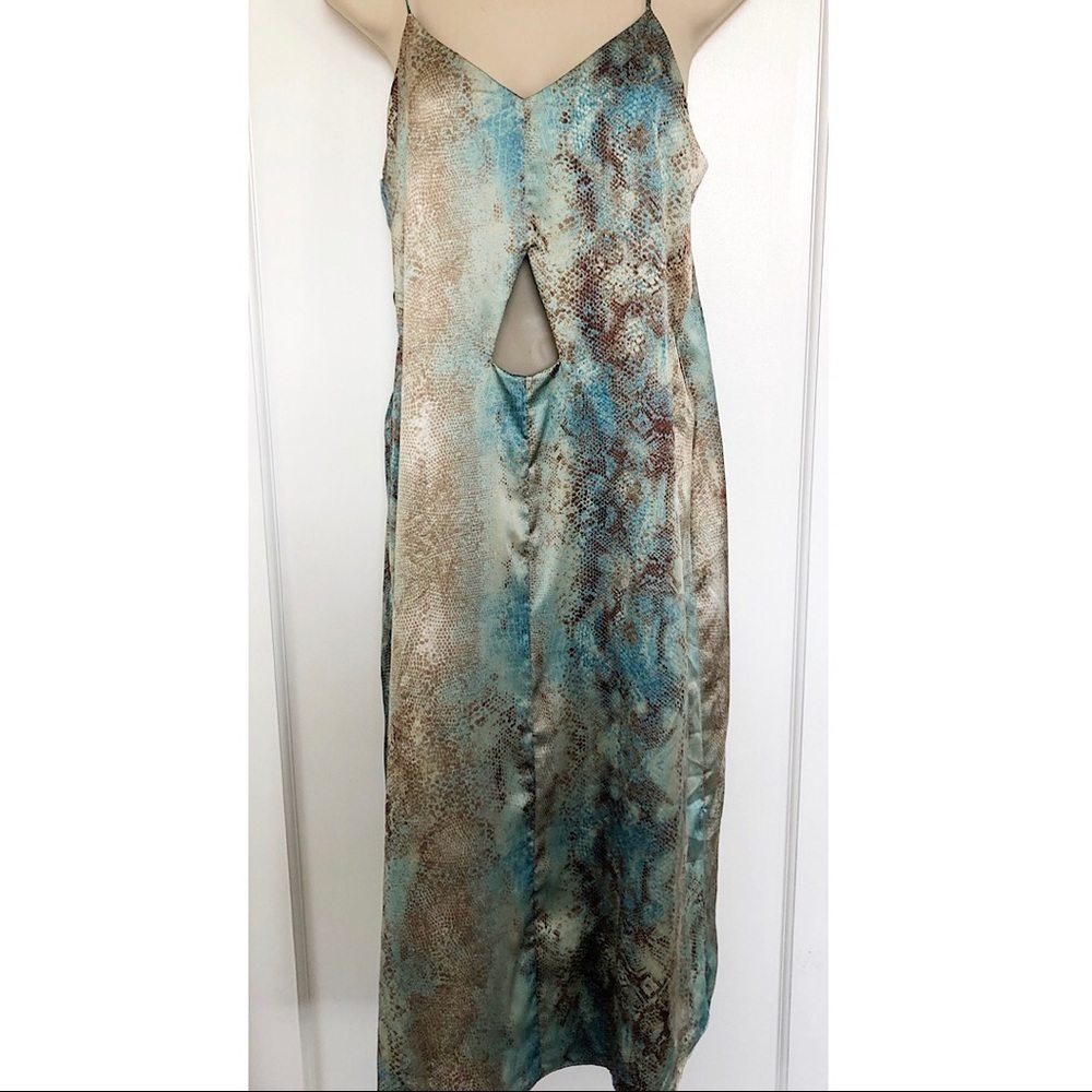 Catherine Gee Turquosie Snake Print Silk Dress